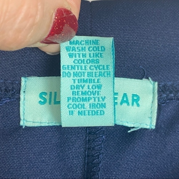 Silverwear Navy Blue White Trim Drawstring Athletic Shorts Women's Small NEW - Picture 4 of 5